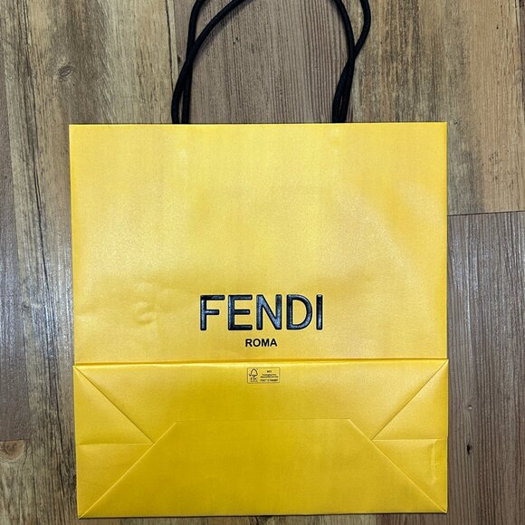 Fendi Yellow Paper Shopping Bag 13x14x5.5 Inch, Soft Rope Handles - Picture 2 of 6